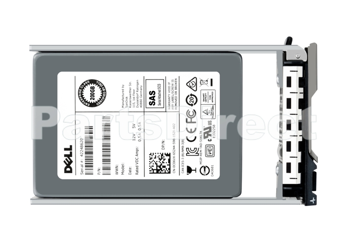 Твердотельный накопитель Dell 001Y7M, 200 ГБ, 12 ГБ, 2,5 MLC, SAS MU, с G176J